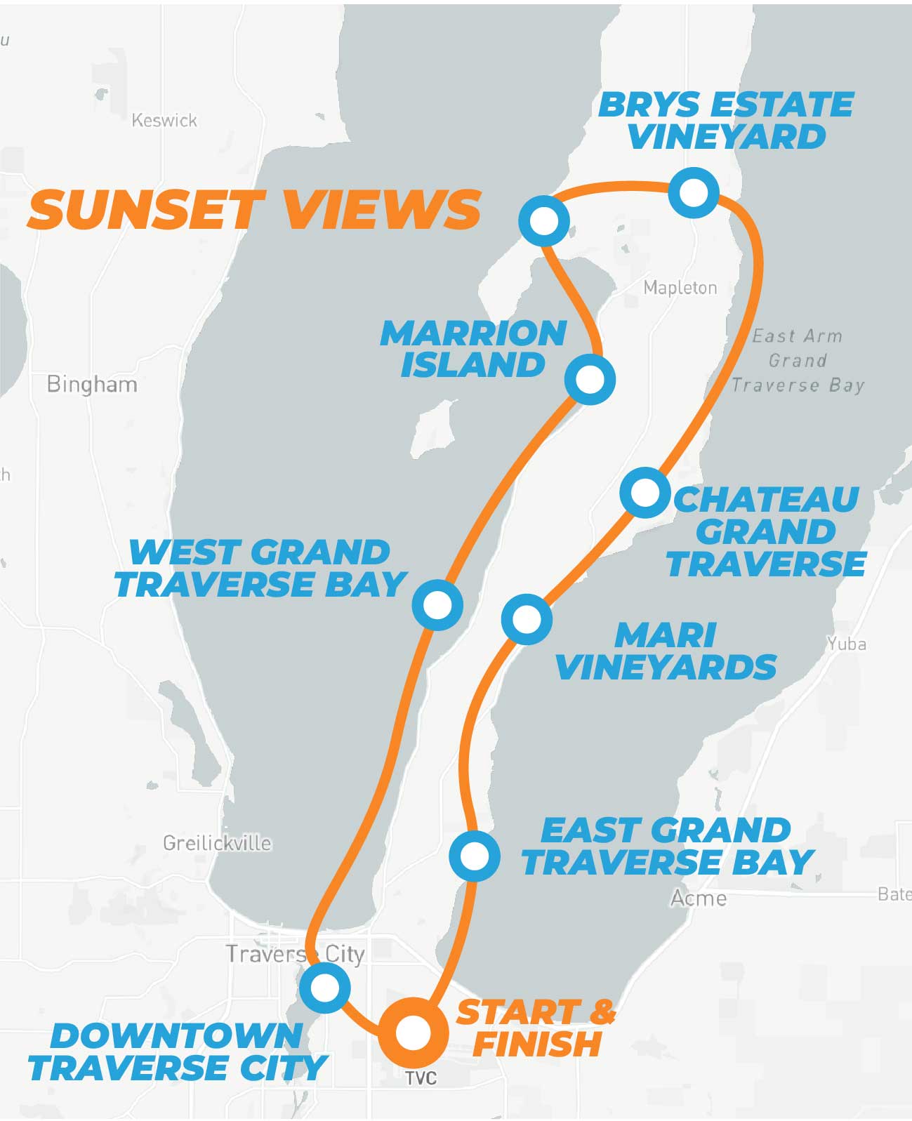 Traverse City helicopter ride path