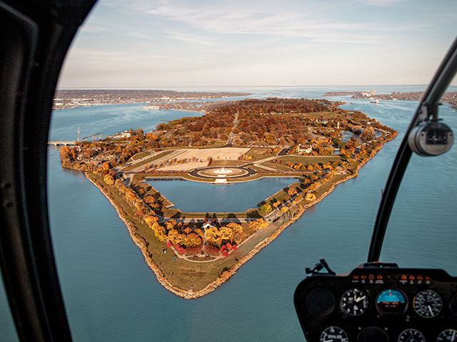 Detroit helicopter aerial view