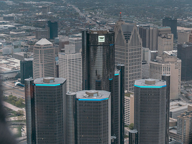 Detroit helicopter aerial view