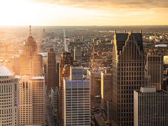 Detroit Skyline as seen from a helicopter ride