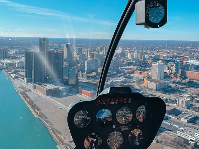 Detroit Skyline as seen from a helicopter ride