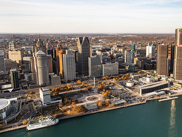 Detroit Skyline as seen from a helicopter ride