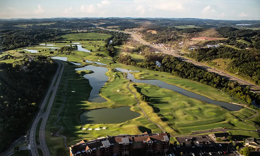 golf course from helicopter