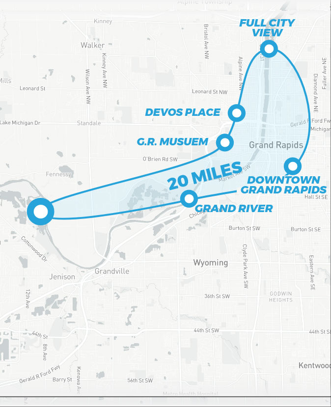 Grand Rapids Helicopter Ride Path