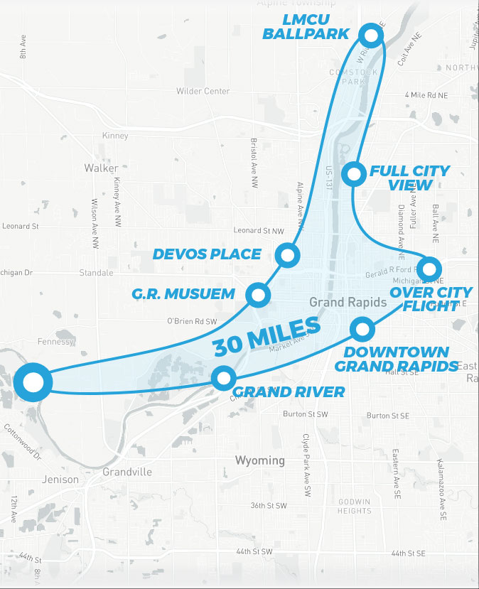 Grand Rapids Helicopter Ride Path