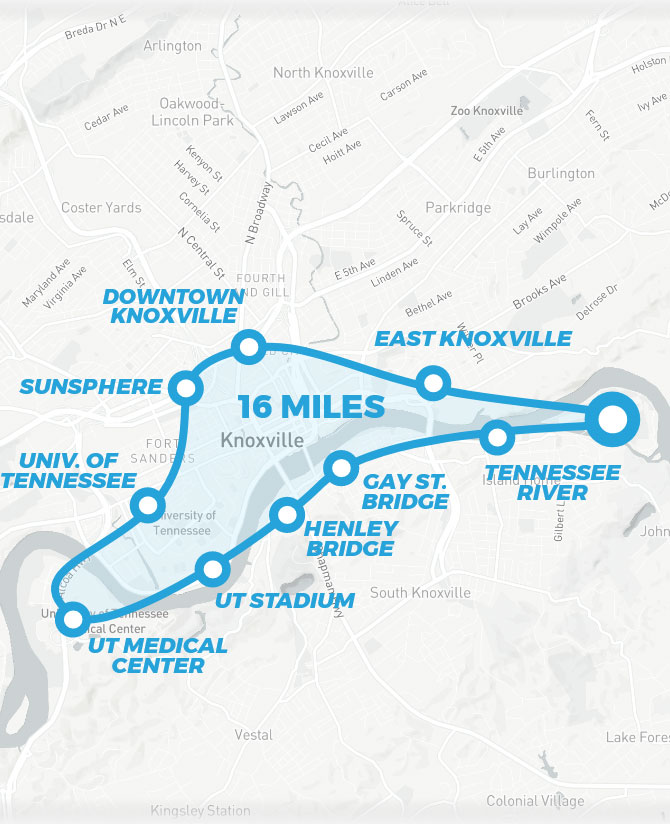 Knoxville helicopter ride path