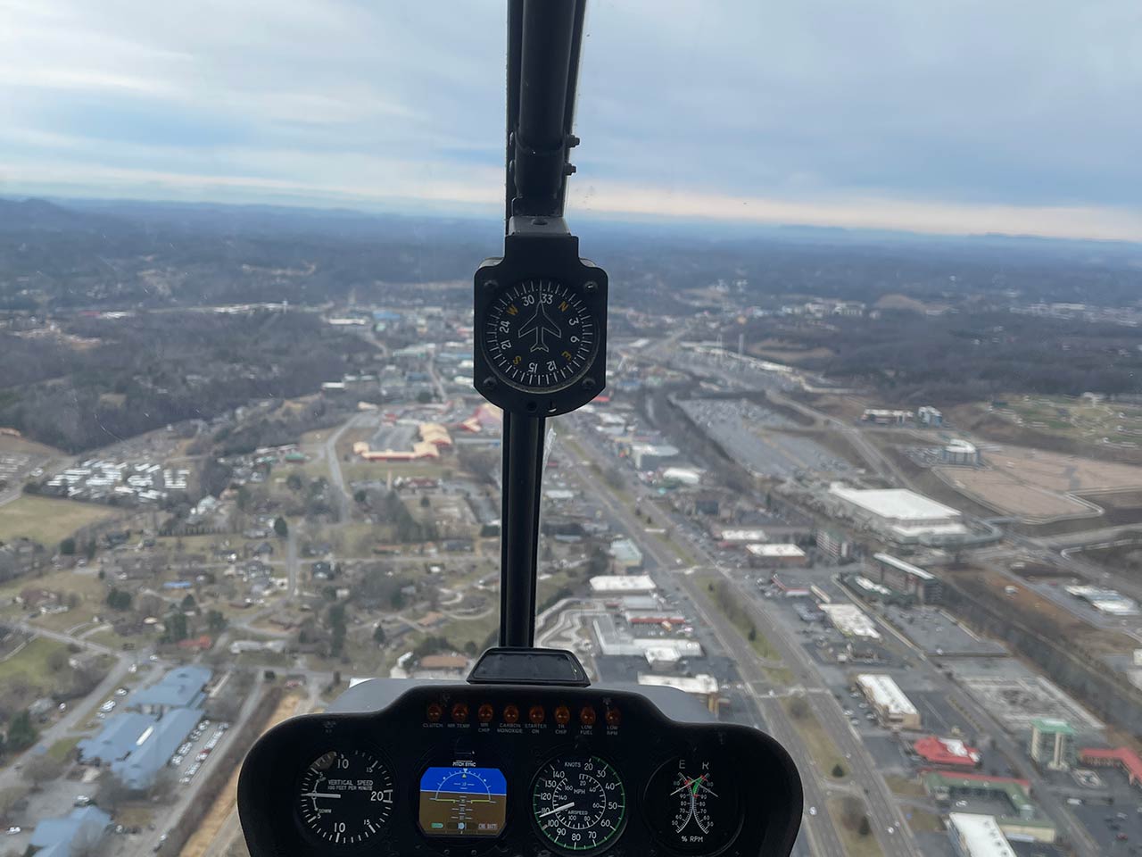 helicopter view of the Smoky Mountains area