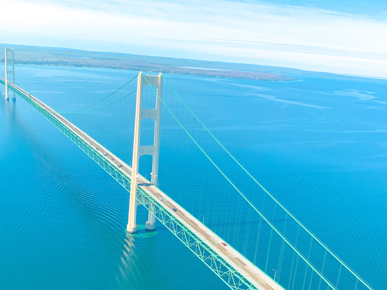 St. Ignace bridge view from a helicopter ride