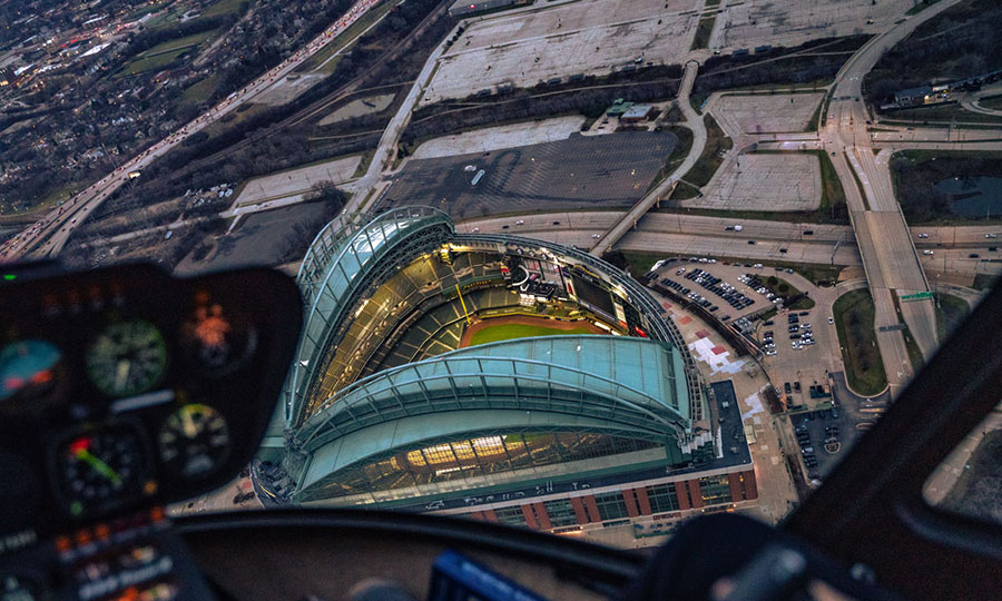 Milwaukee stadium from helicopter