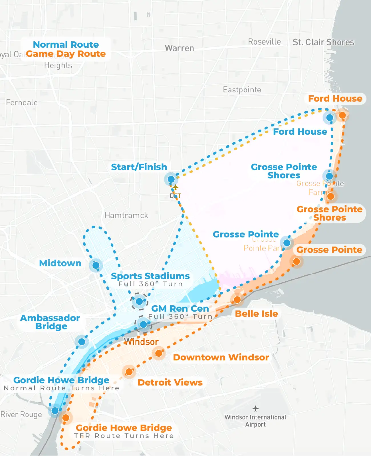 the detroit big d helicopter tour route for myflight tours in detroit