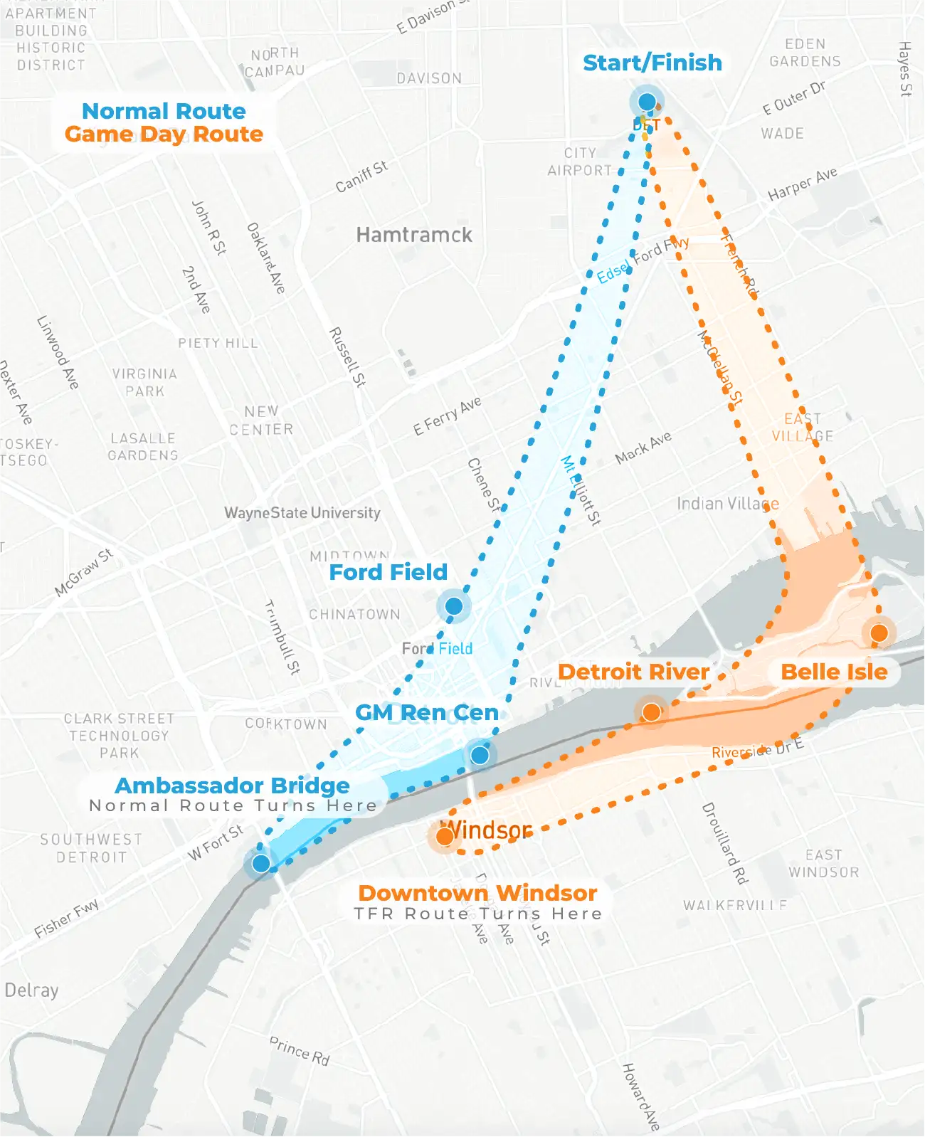 the myflight downtown detroit helicopter tour route for $100 per person