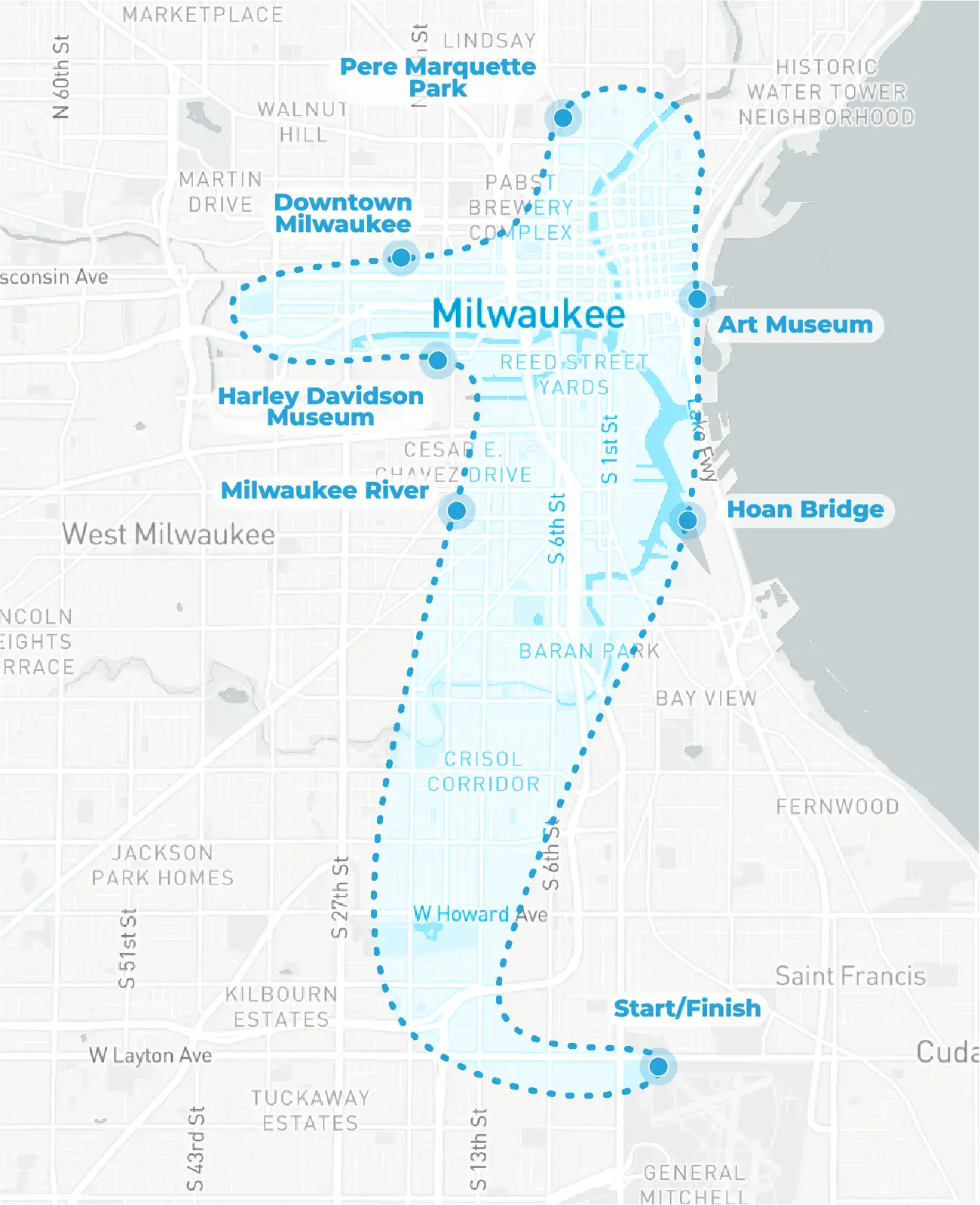 the myflight tours milwaukee skyline helicopter path route