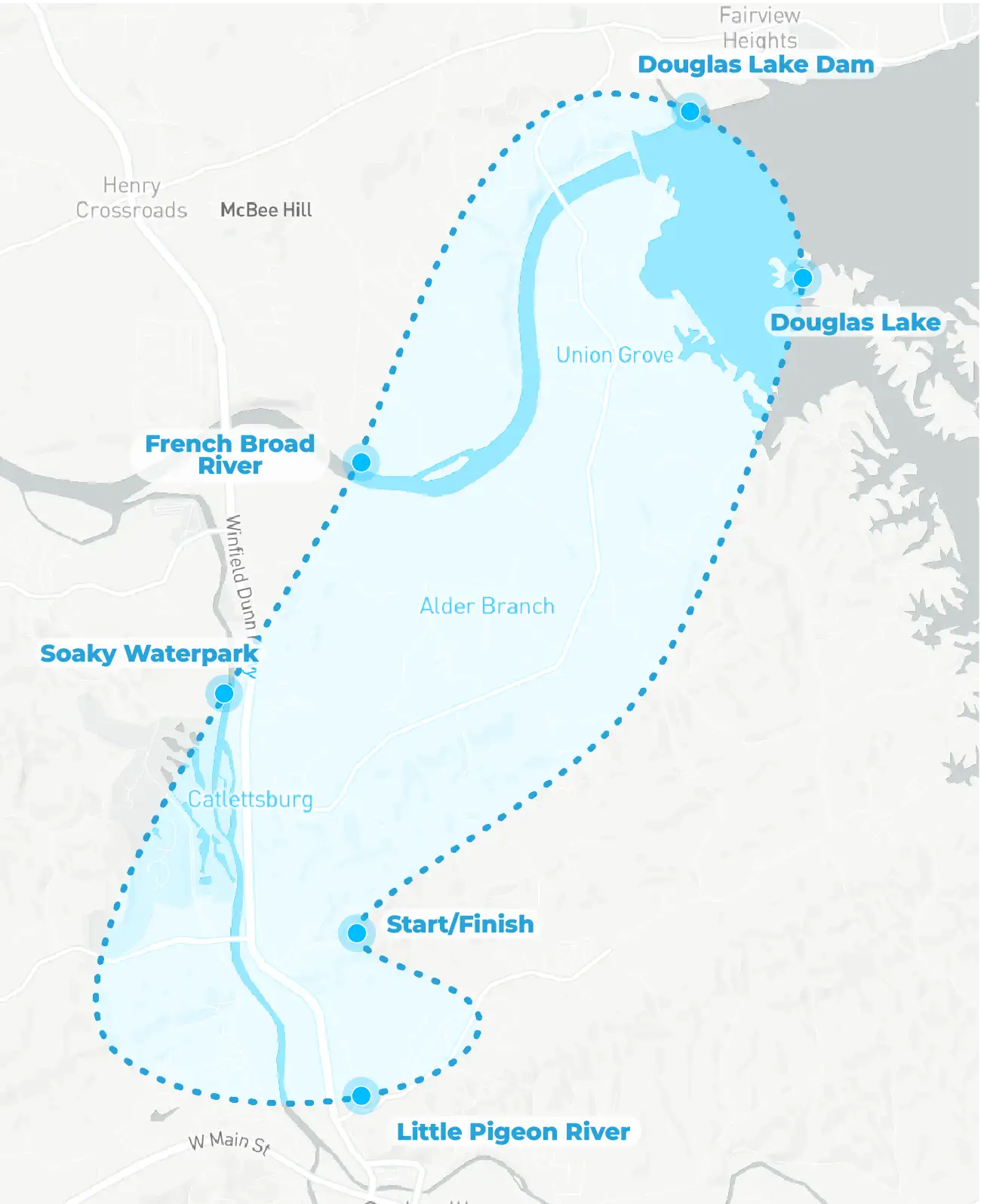 the myflight tours douglas lake tour route