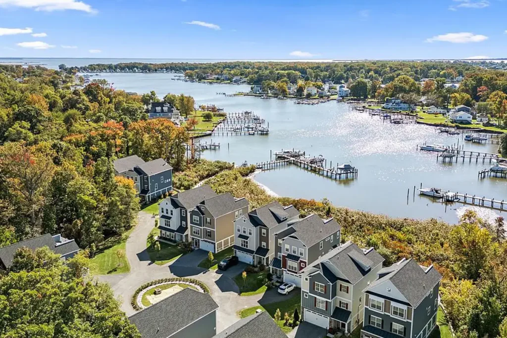 view of middle river in baltimore from a helicopter