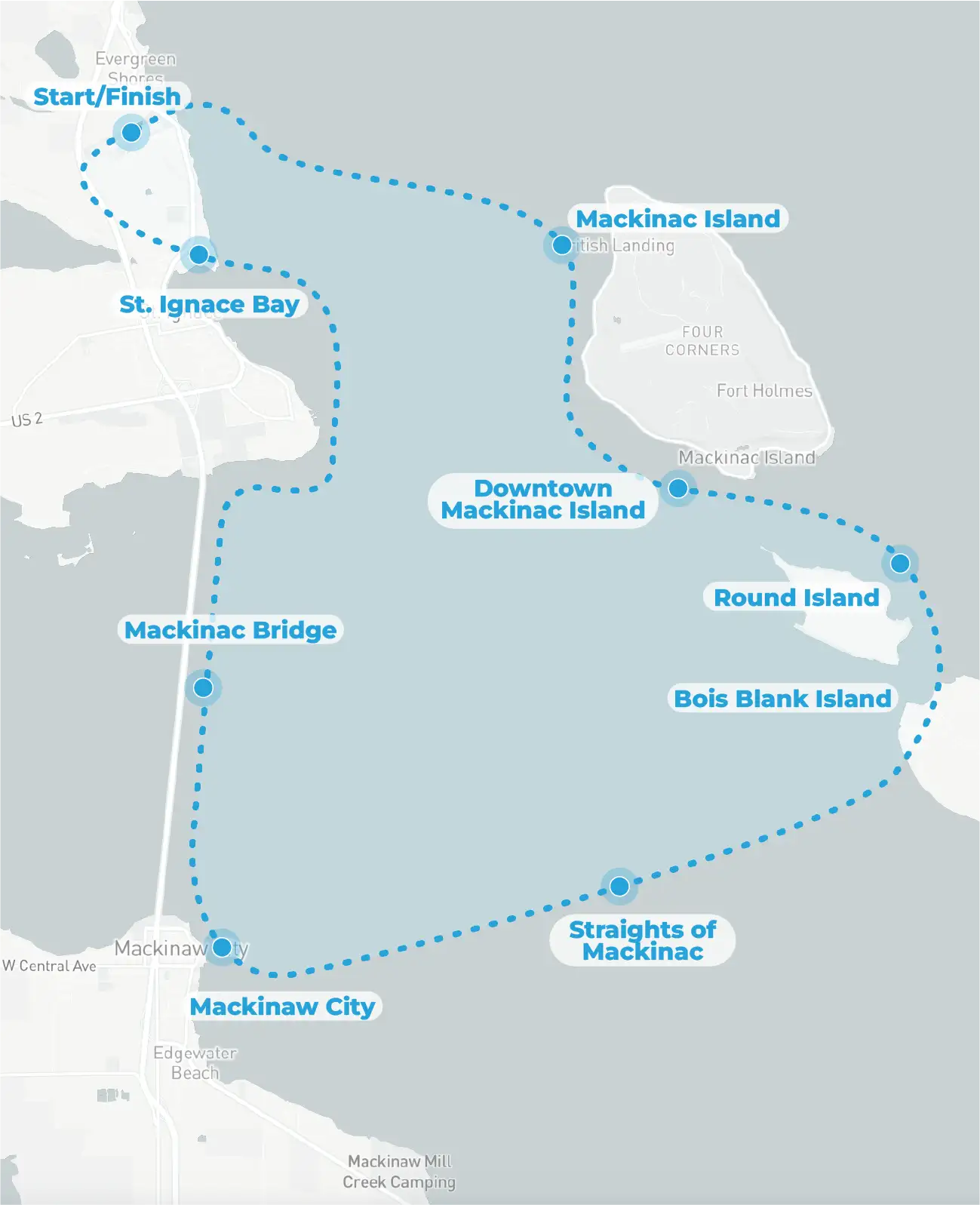 the myflight route for the big mac helicopter path