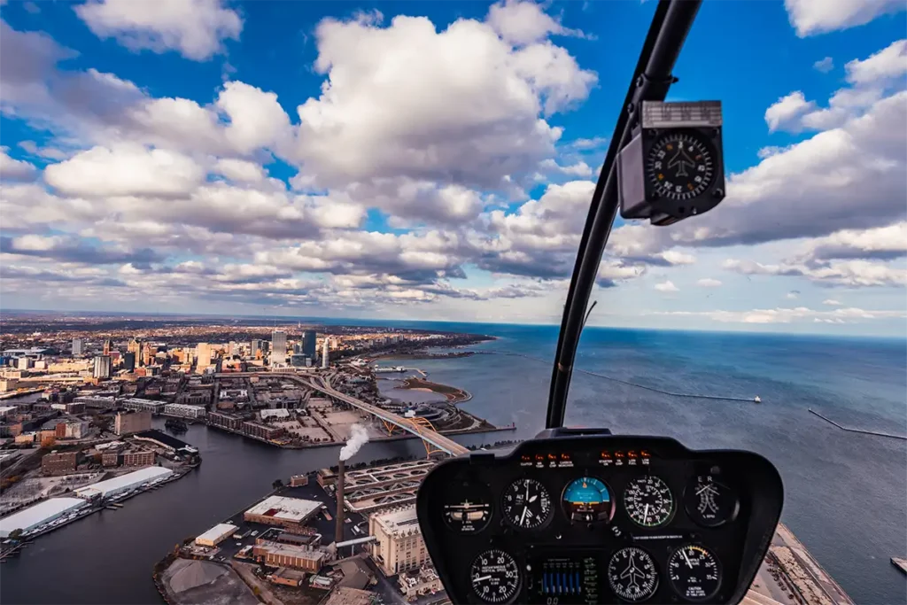 a view of lake michigan from a helicopter tour in milwuakee