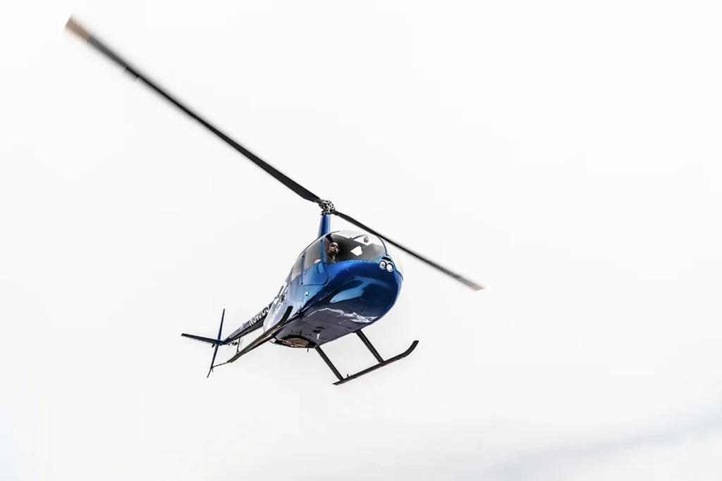 helicopter taking off at myflight tours smoky mountains in sevierville, tn
