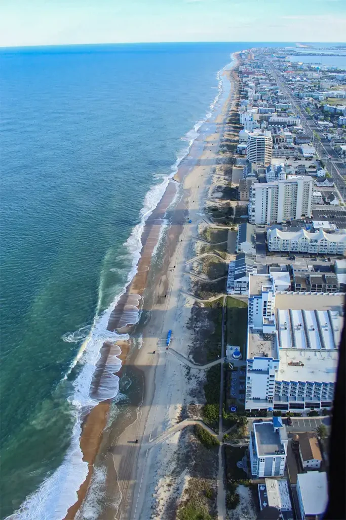 Ocean City Atlantic Ocean coastline with beach hotels and condos