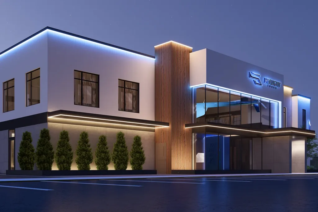 exterior shot of myflight tours detroit building