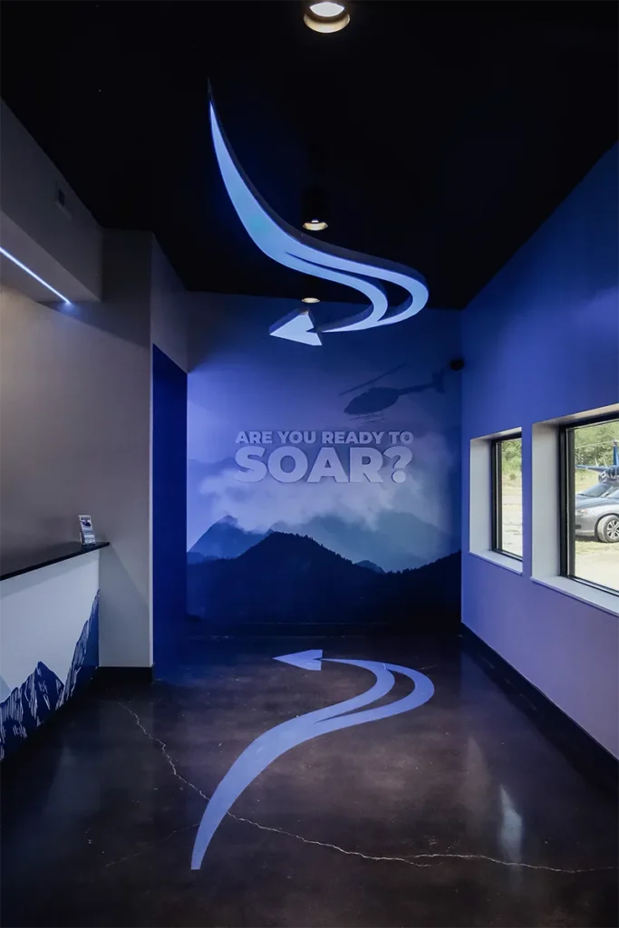 Inside the myflight smoky mountains building